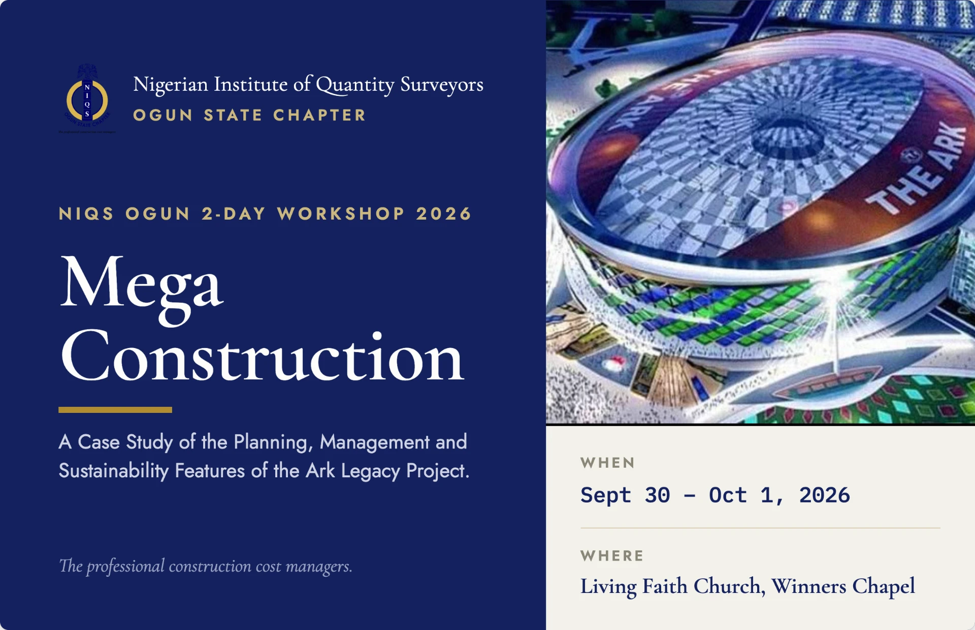 NIQS Ogun 2-Day Workshop 2026:
Mega Construction Case Study
